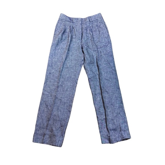 PESERICO Tailored 100% Linen Wide Leg Pleated Cuffed Trousers - Picture 5 of 13